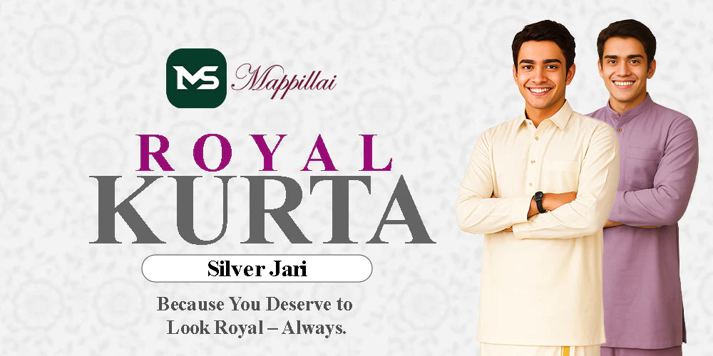 Royal kurta Dhoti Set - Silver Border