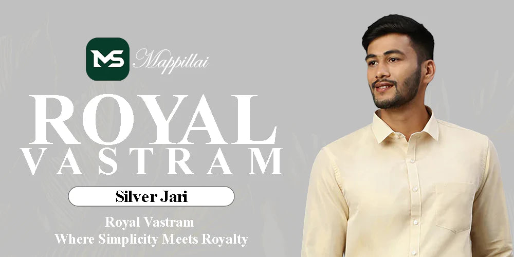 Royal vastram Dhoti Set - Silver Border