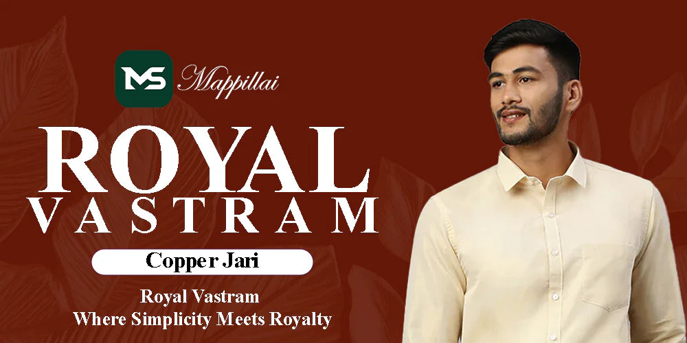 Royal vastram Dhoti Set - Copper Border