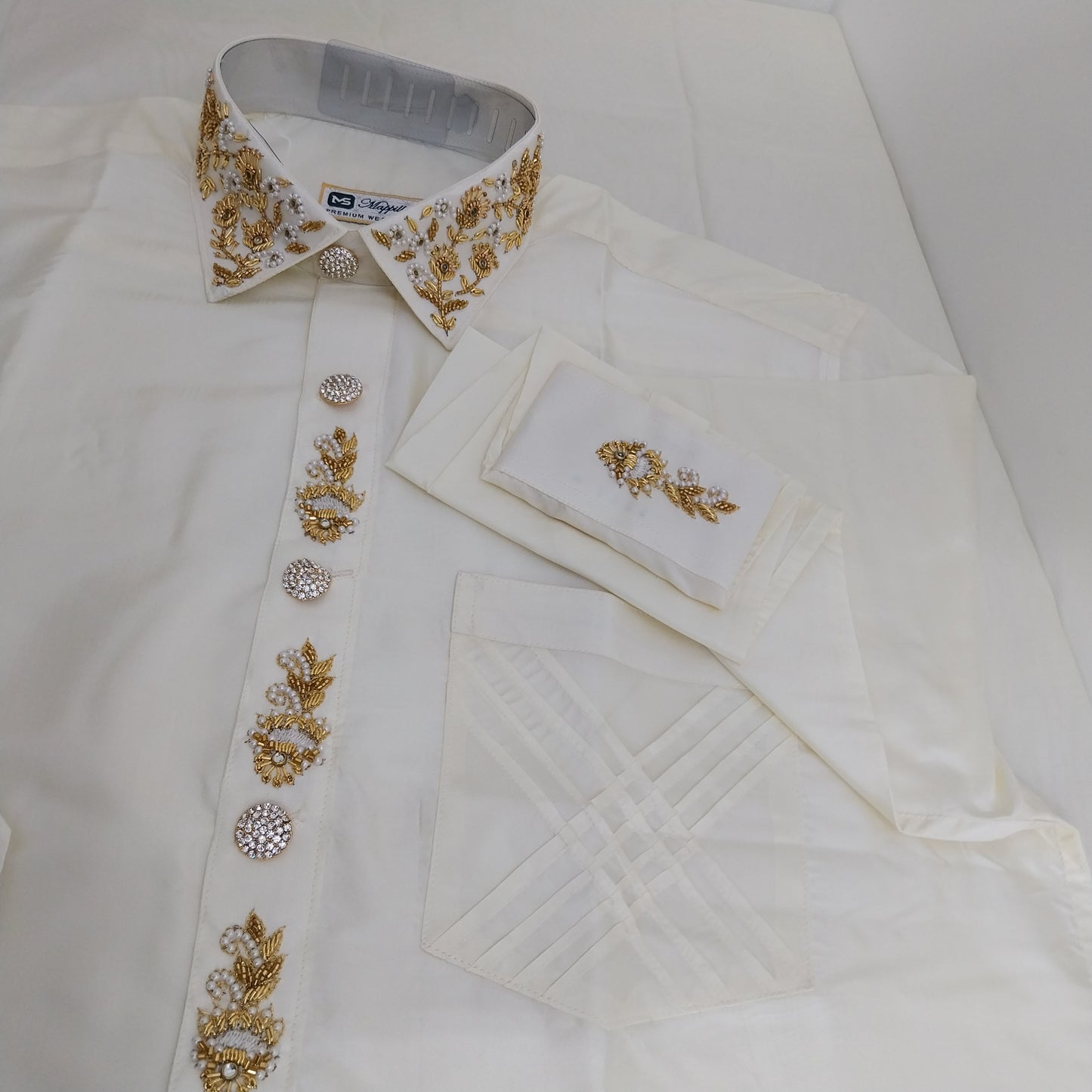 Pure Silk Dhoti Set for Men – Hand Embroidered Aari Work Wedding Wear RIW02
