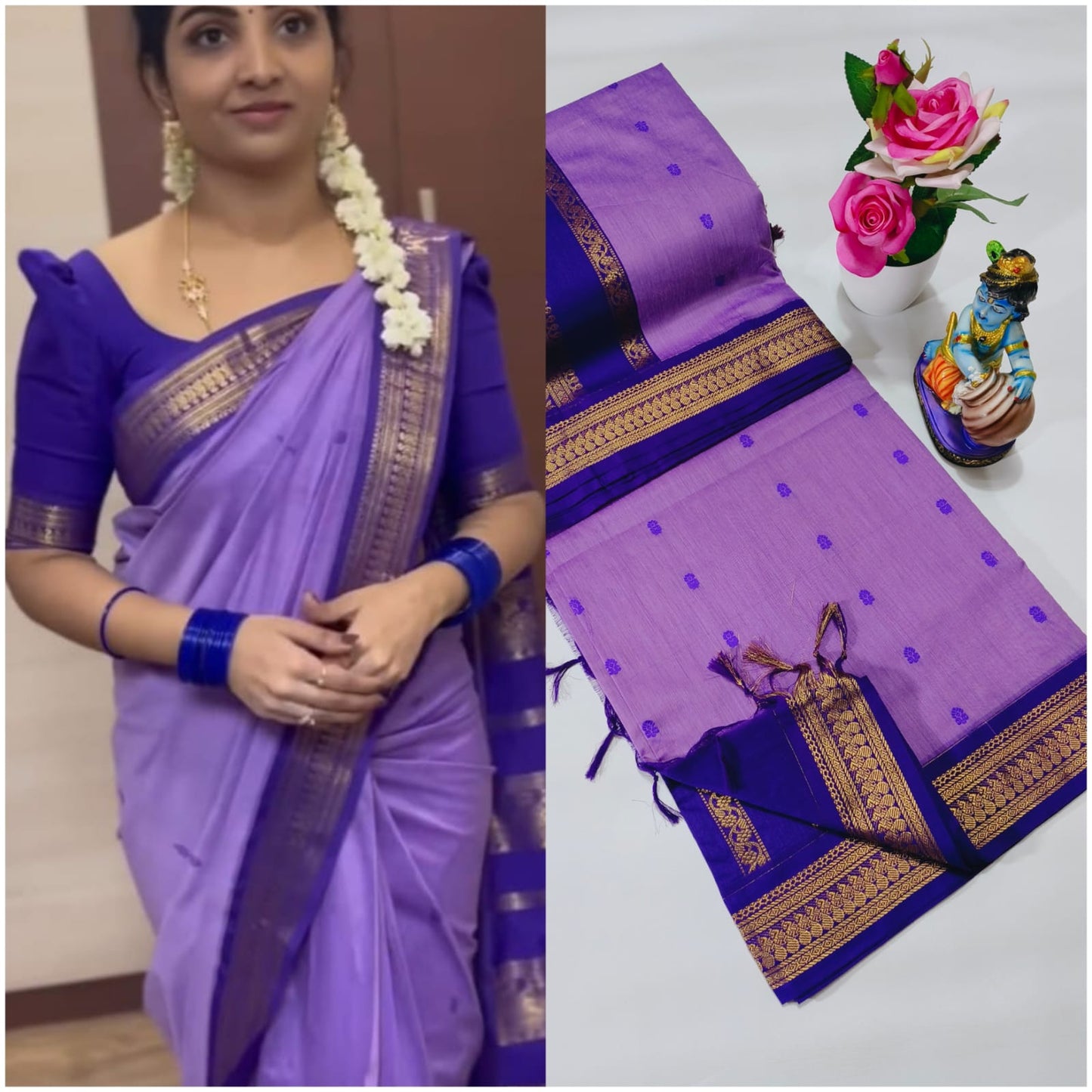 Premium Quality Kalyani cotton saree/Lata Gadwal Paithani - Purple