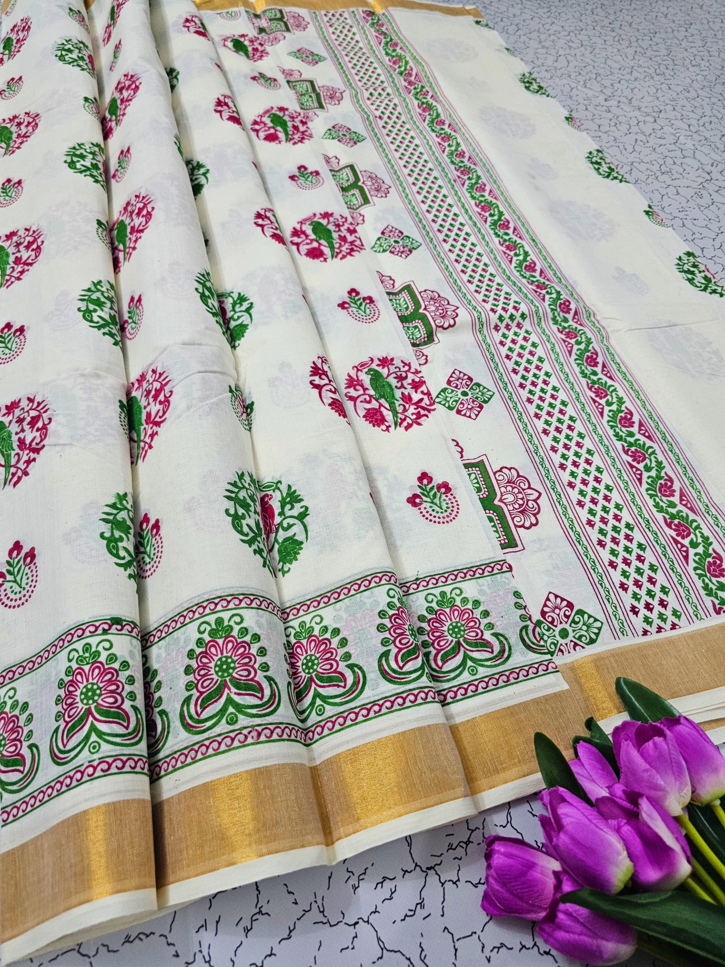 PRINTED WORK Kerala COTTON SAREES