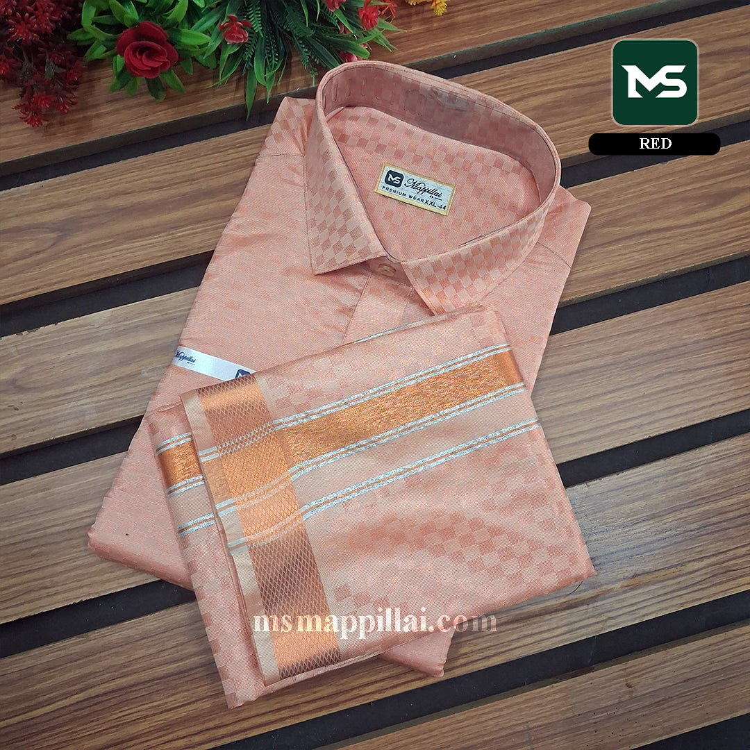 Premium Shirt and Dhoti - Red