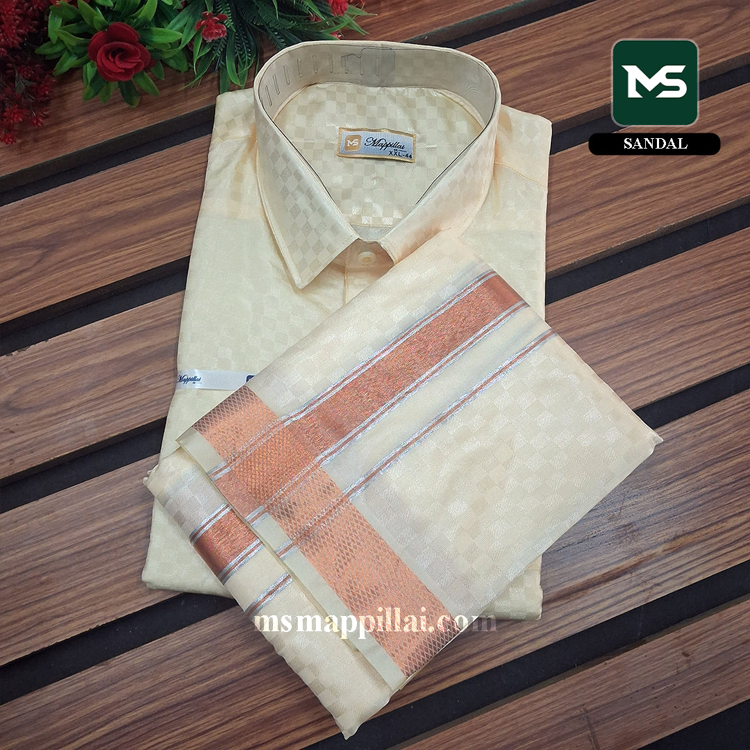 Premium Shirt and Dhoti - Sandal