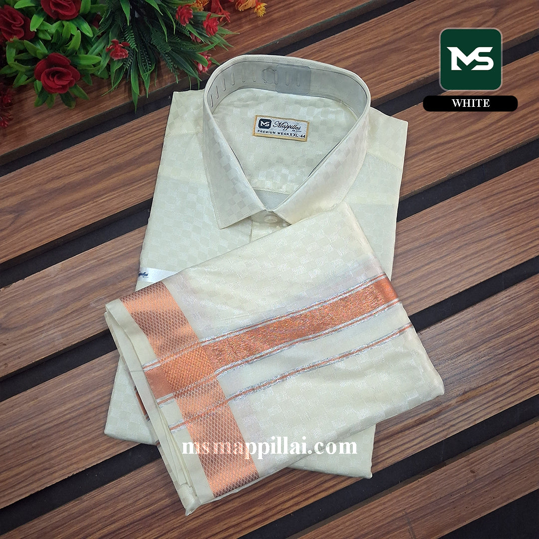 Premium Shirt and Dhoti - White