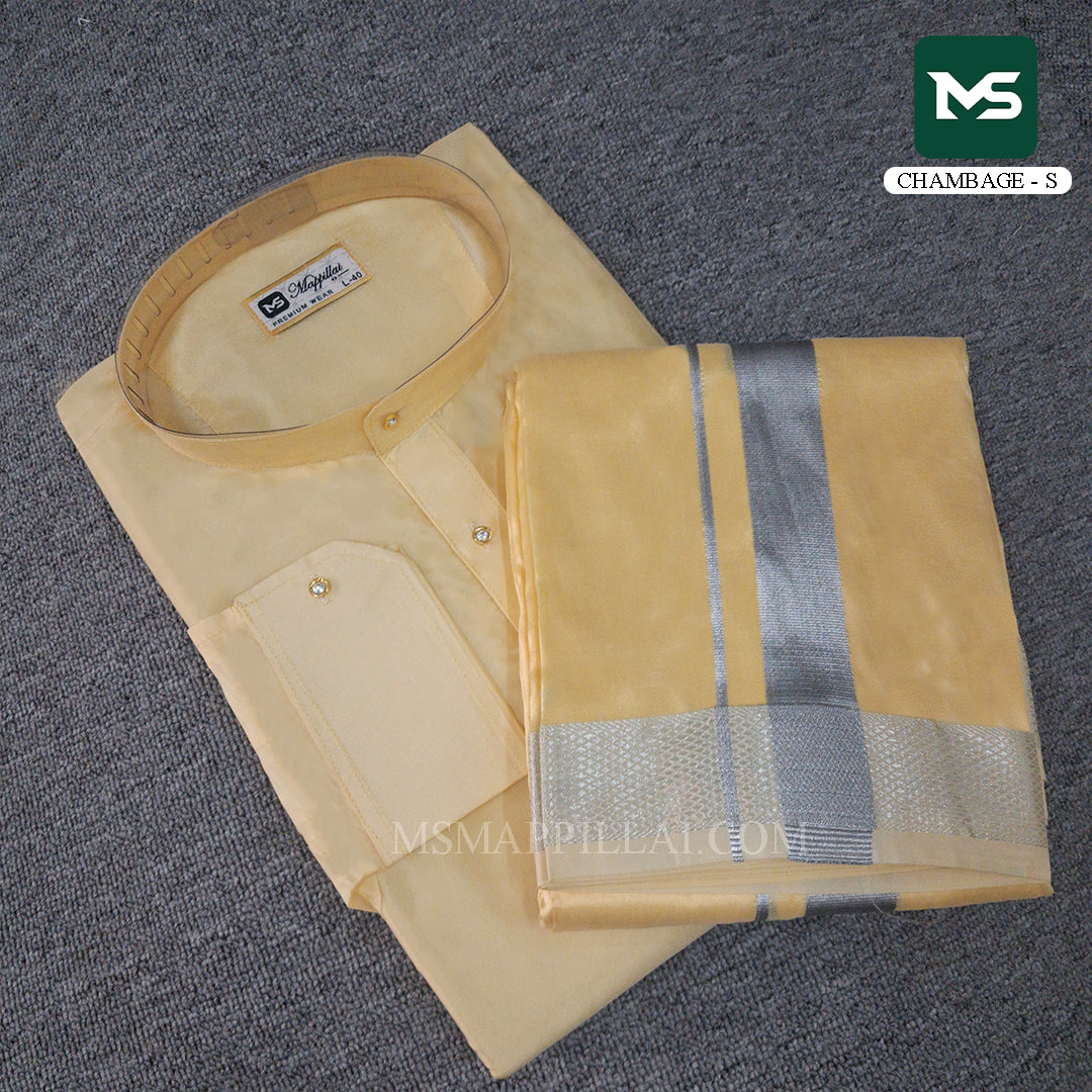 Royal Kurta Dhoti set Champagne - Silver