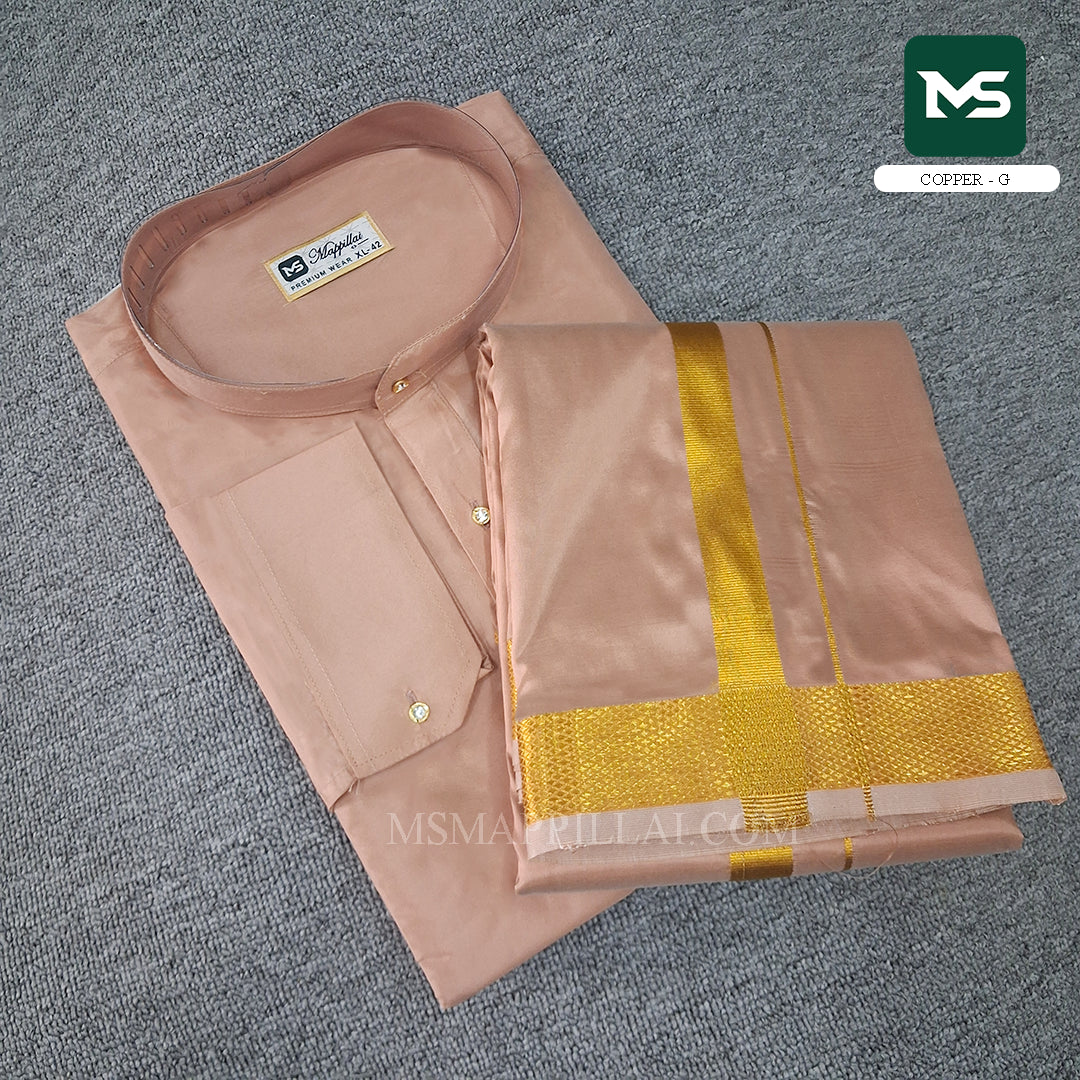 Royal Kurta Dhoti set Copper - Gold