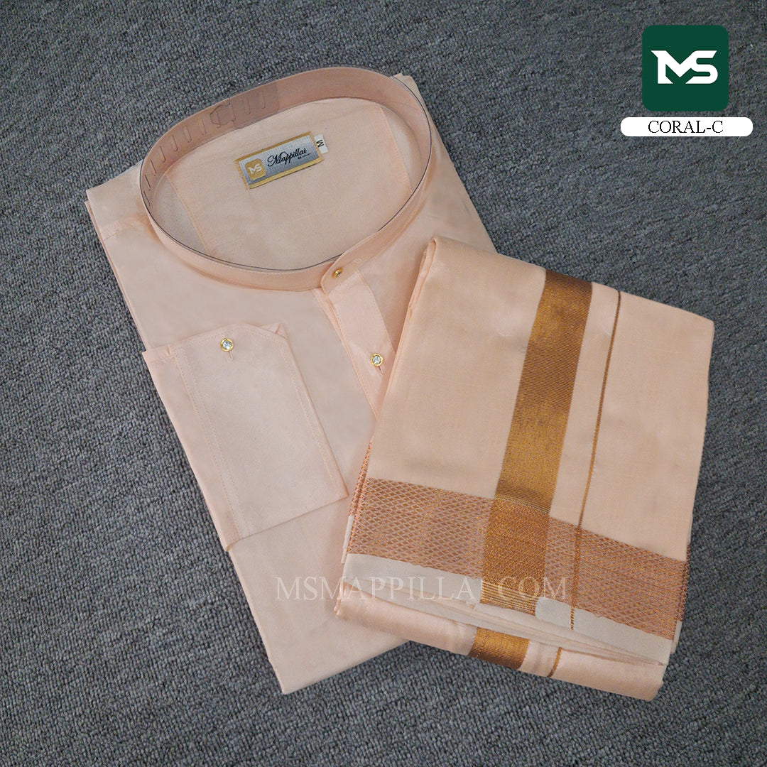 Royal Kurta Dhoti set Coral - Copper
