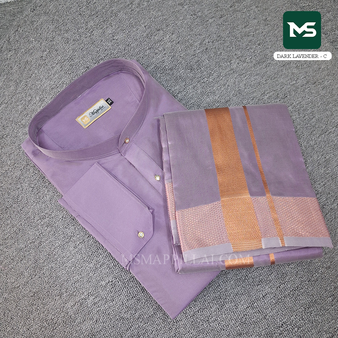 Royal Kurta Dhoti set Dark Lavender - Copper