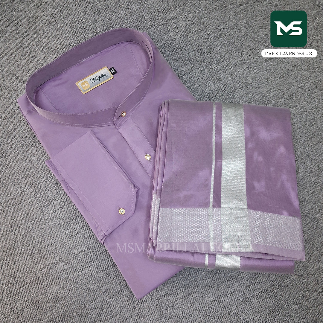 Royal Kurta Dhoti set Dark Lavender - Silver