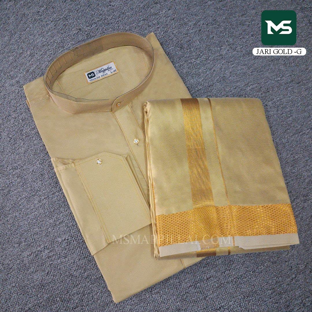 Royal Kurta Dhoti set Jari gold - Gold