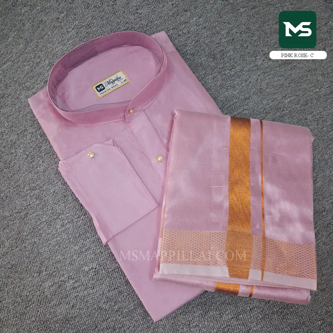 Royal Kurta Dhoti set Pink Rose - Copper