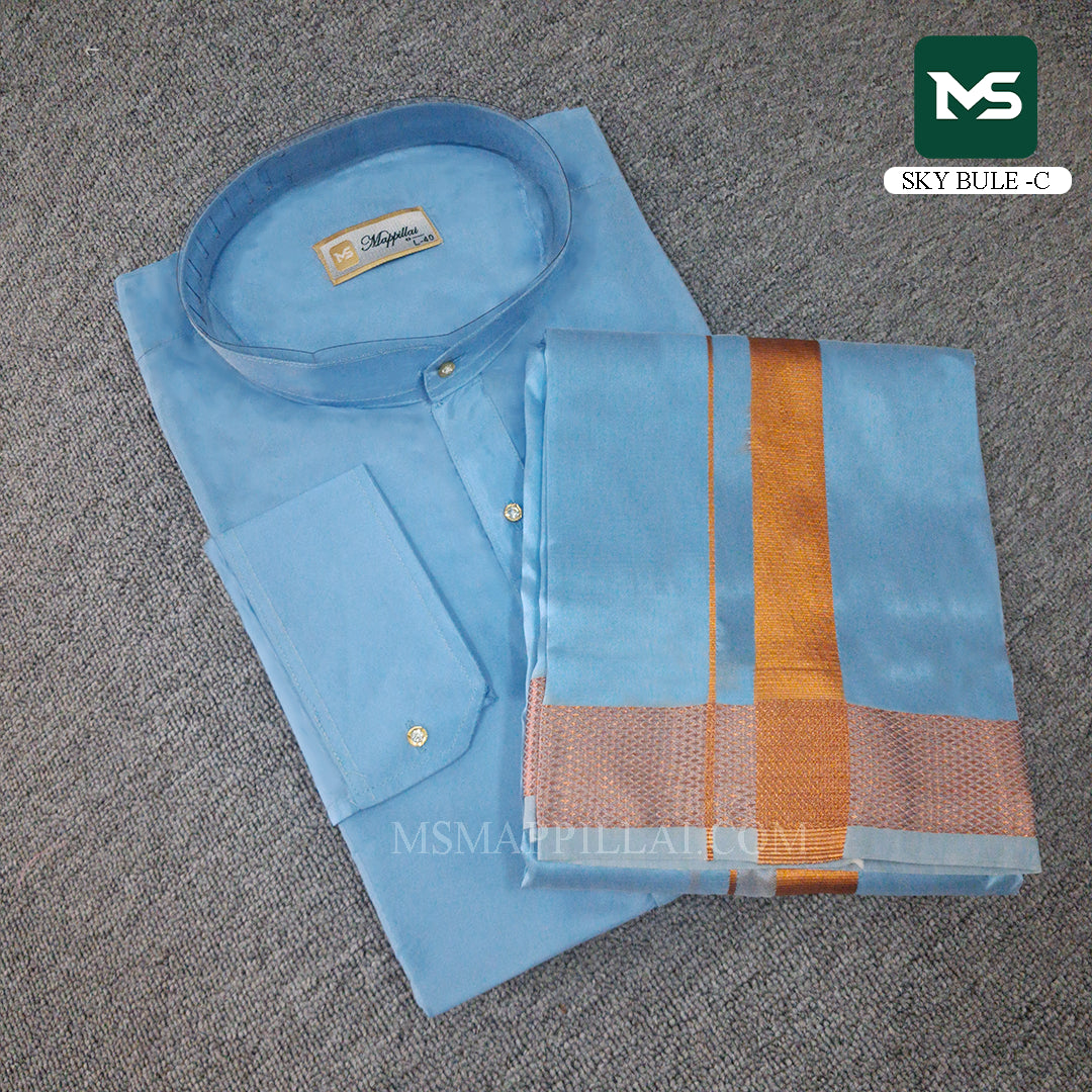 Royal Kurta Dhoti set Sky Blue - Copper