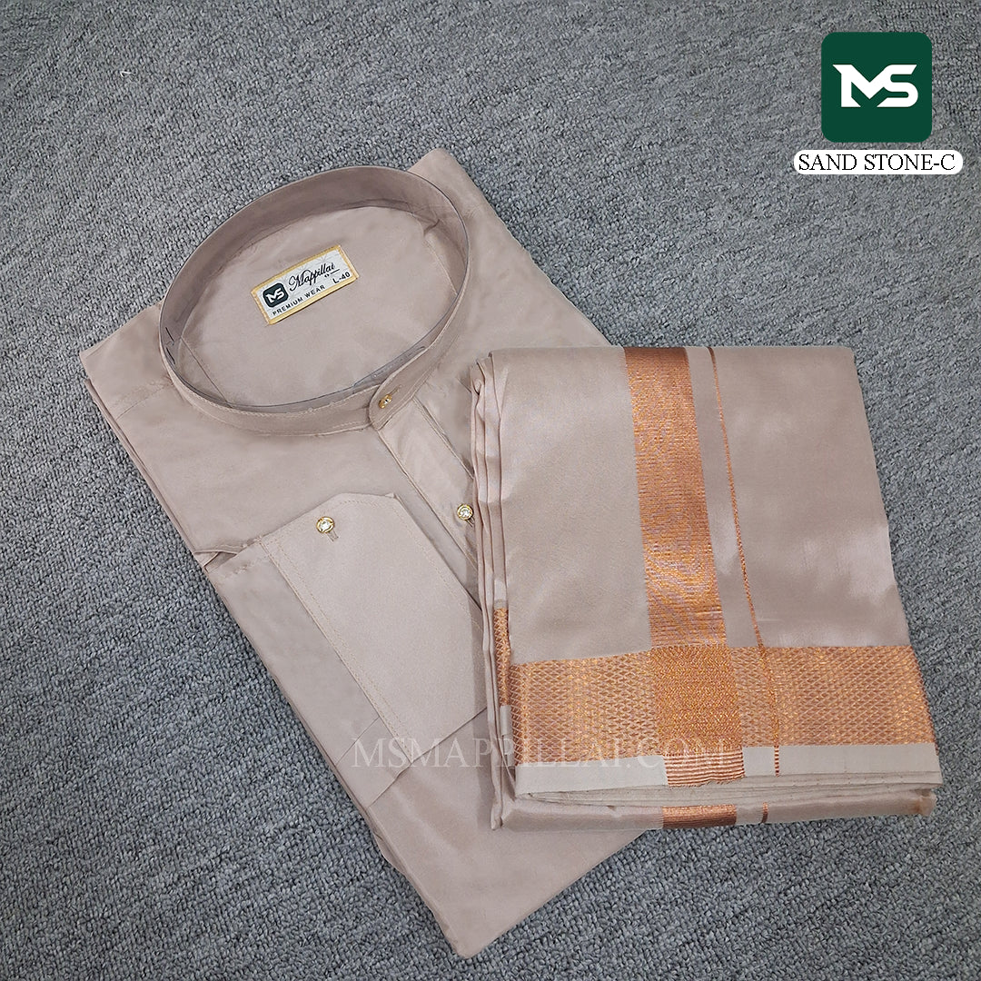 Royal Kurta Dhoti set Sand Stone - Copper