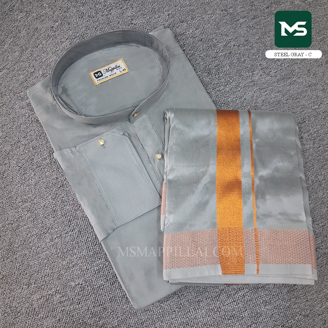 Royal Kurta Dhoti set Steel gray - Copper