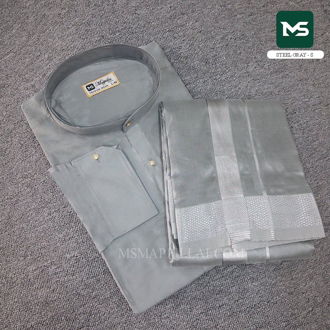 Royal Kurta Dhoti set Steel gray - Silver