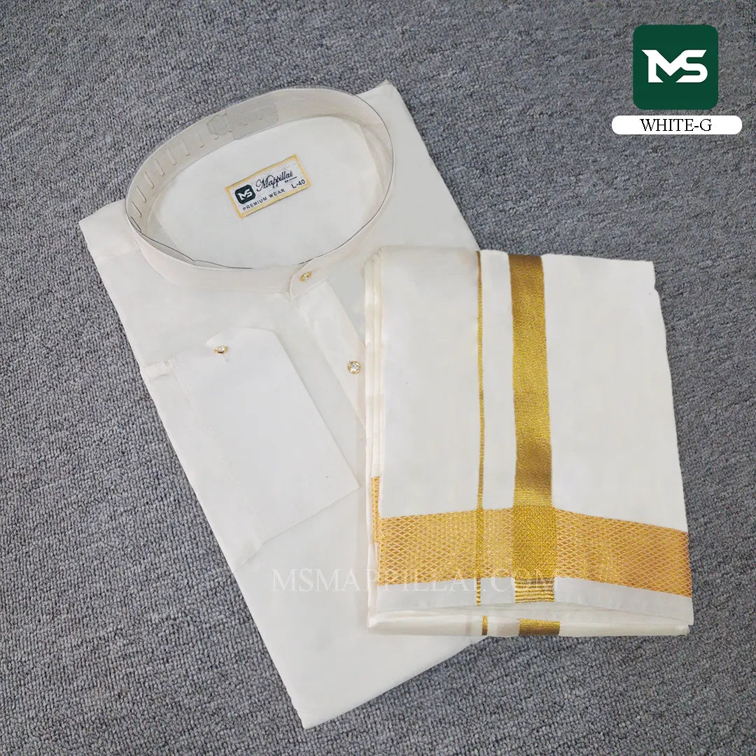 Royal Kurta Dhoti set White - Gold