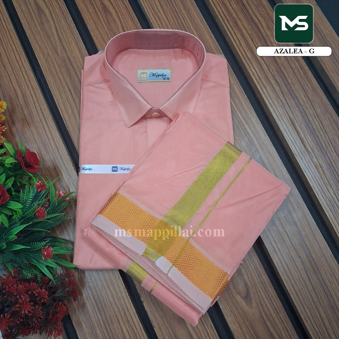 Royal Vastram Shirt and Dhoti Azalea With Gold