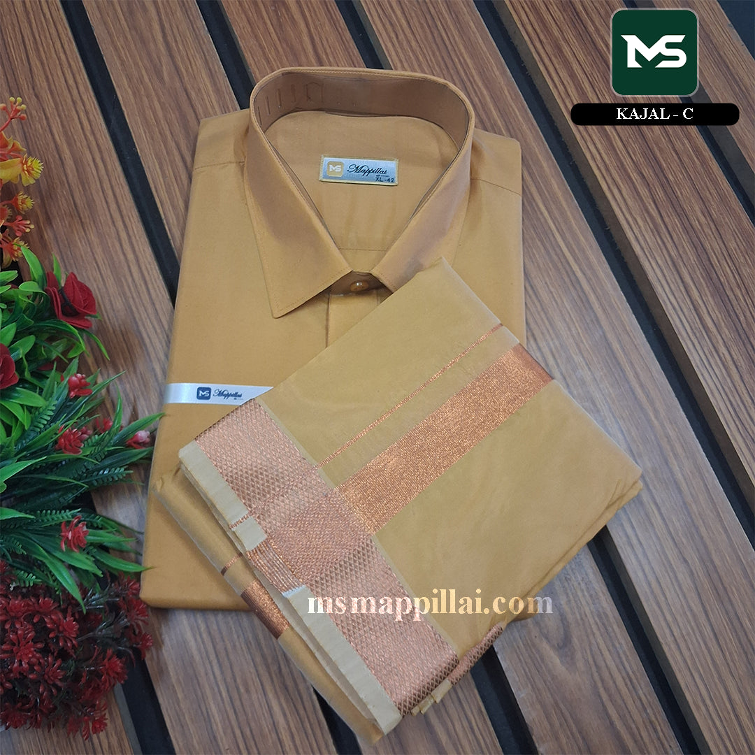 Royal Vastram Shirt and Dhoti Kajal With Copper