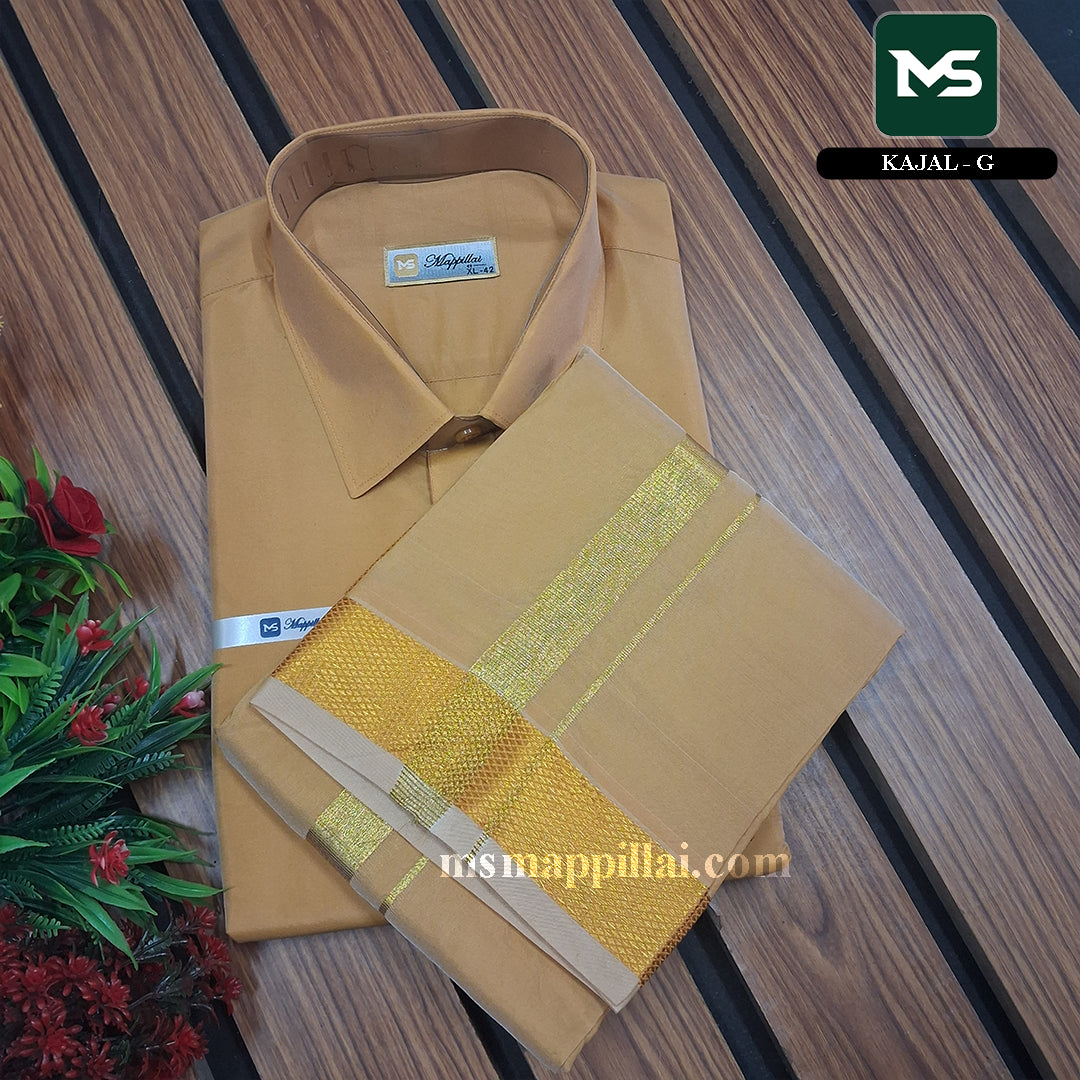 Royal Vastram Shirt and Dhoti Kajal With Gold