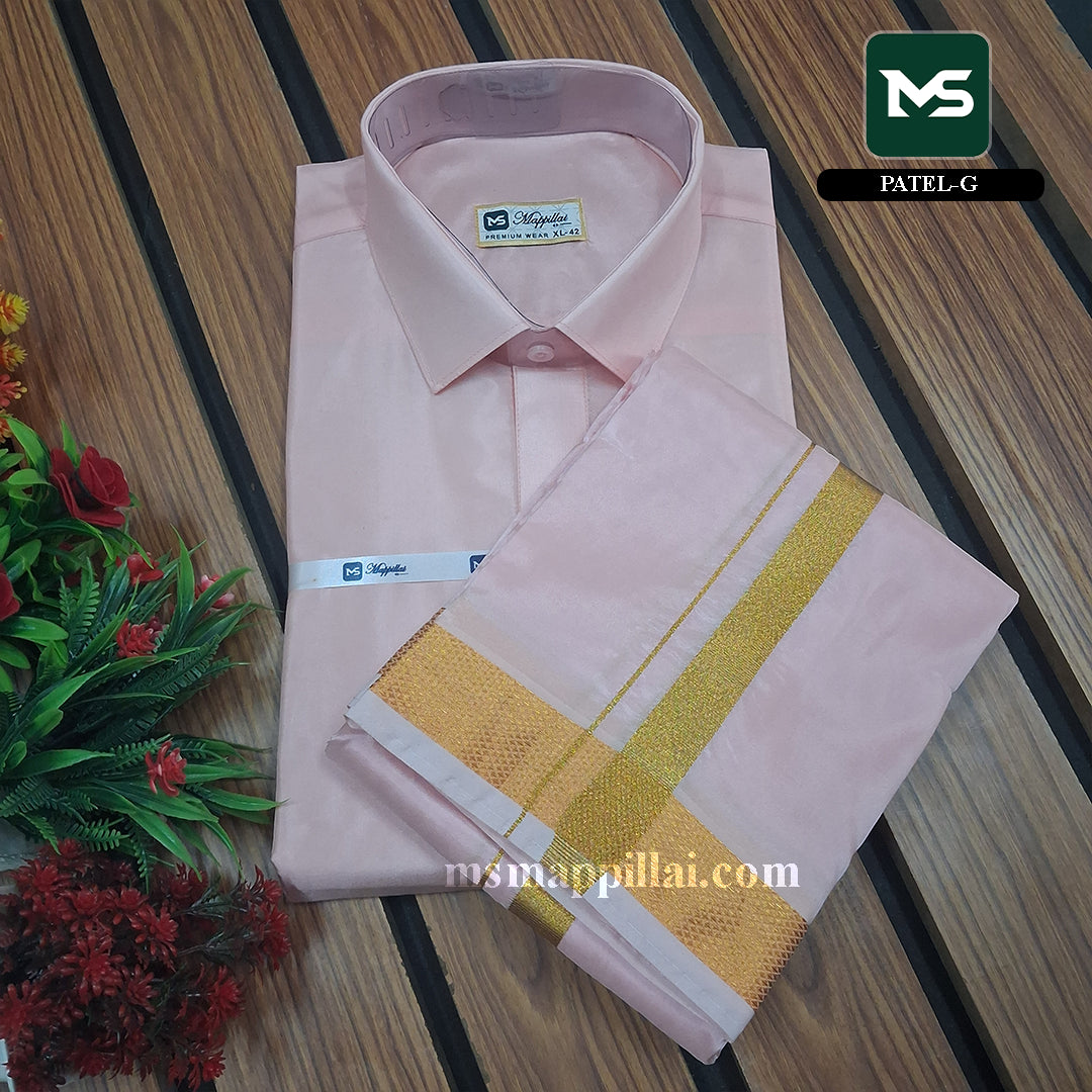Royal Vastram Shirt and Dhoti Patel With Gold