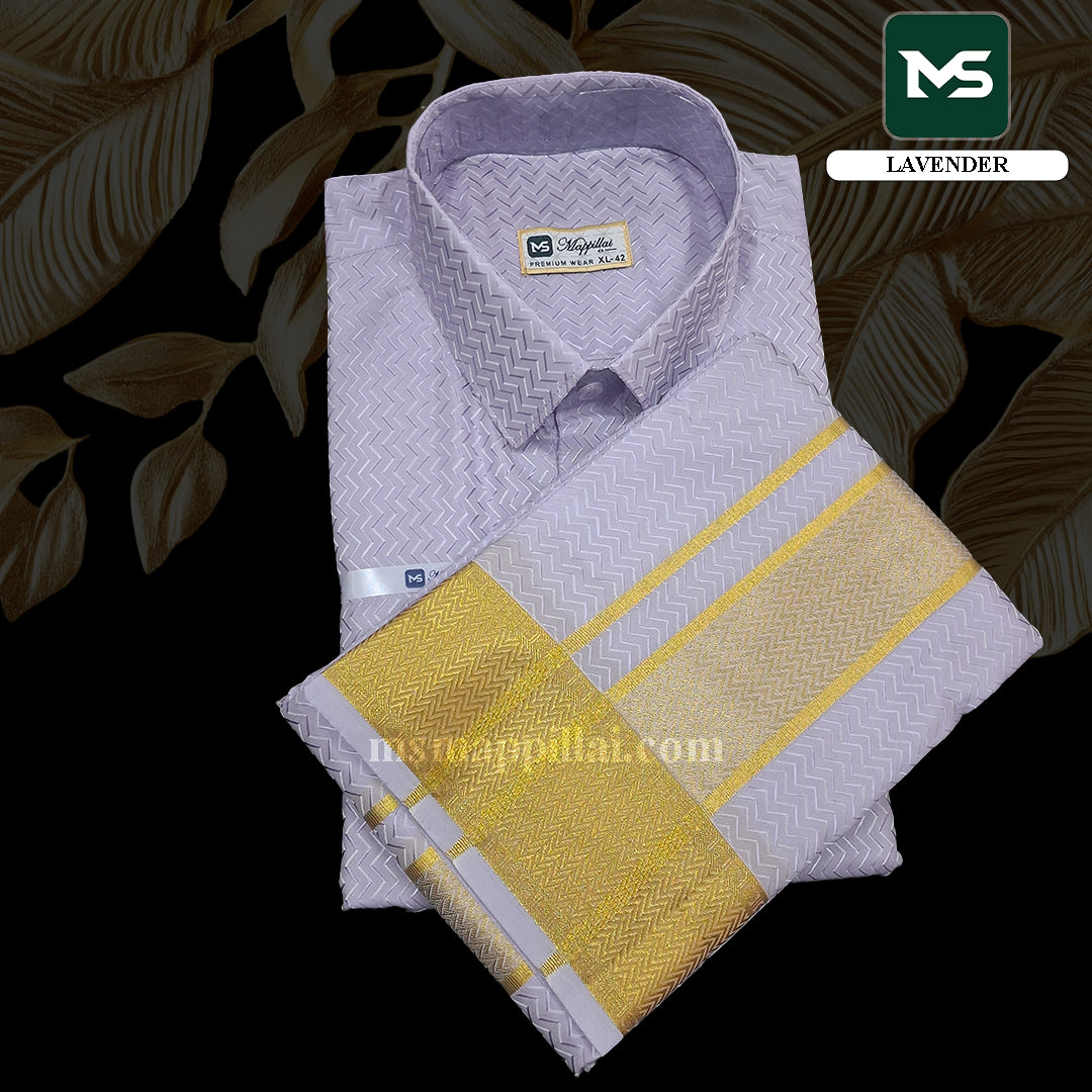Muhurtham Silk Shirt and Dhoti - Lavender
