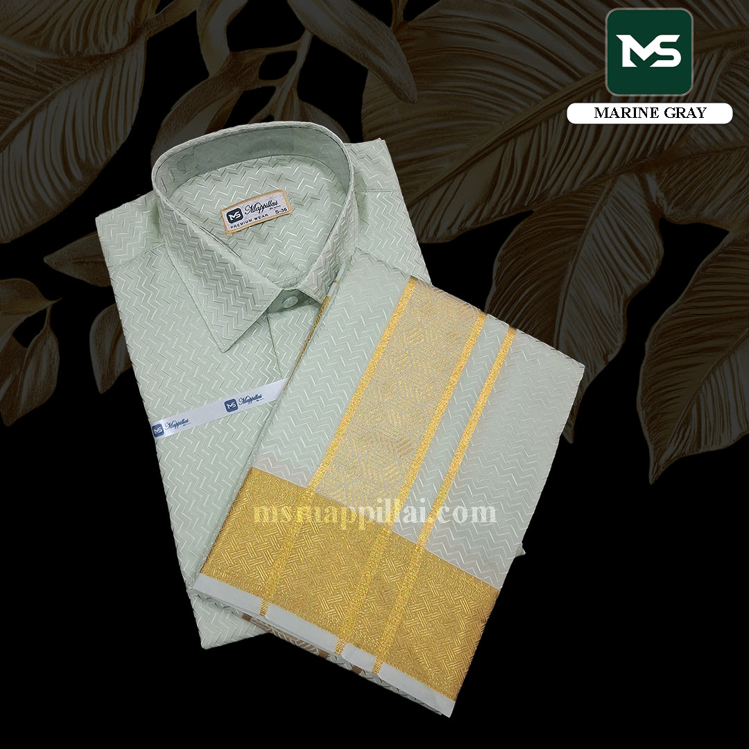 Muhurtham Silk Shirt and Dhoti - Marine gary