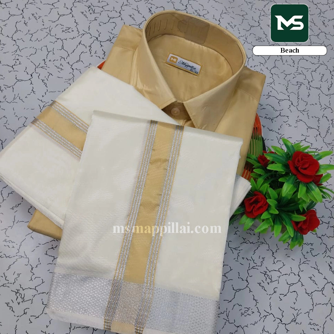 Royal Fancy Border Shirt and Dhoti - Beach