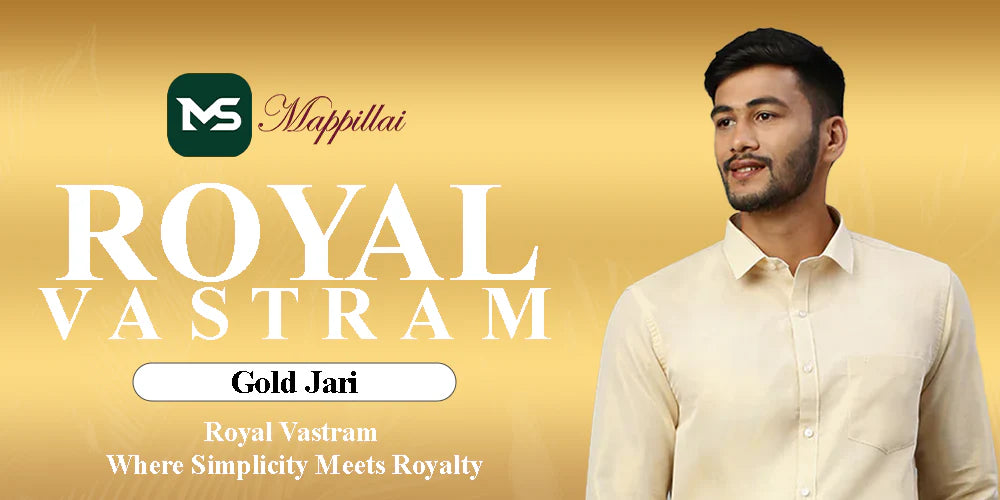 Royal vastram Dhoti Set - Gold Border