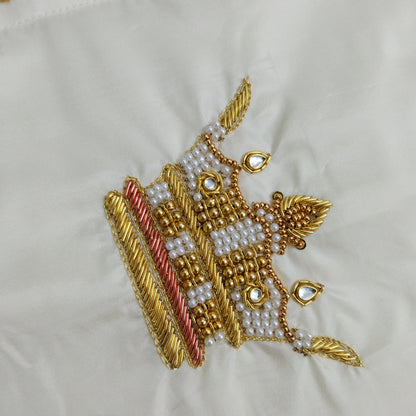 Pure Silk Dhoti Set for Men – Hand Embroidered Aari Work Wedding Wear