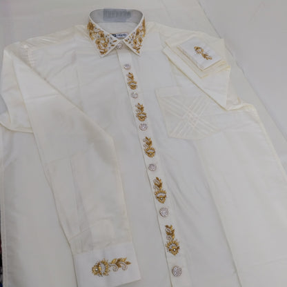 Pure Silk Dhoti Set for Men – Hand Embroidered Aari Work Wedding Wear RIW02