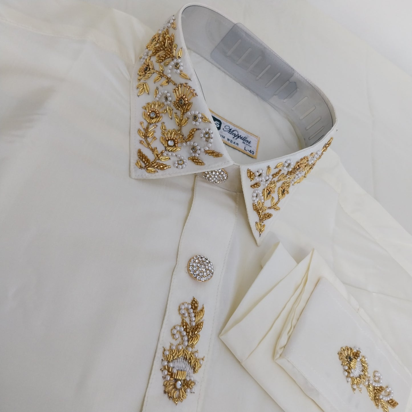Pure Silk Dhoti Set for Men – Hand Embroidered Aari Work Wedding Wear RIW02