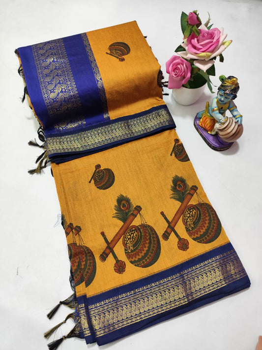Printed kalyani cotton saree normal wash