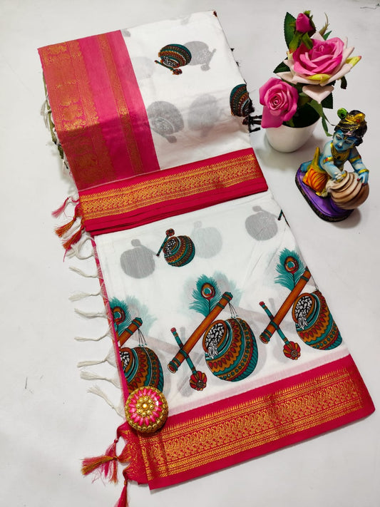 Printed kalyani cotton saree normal wash