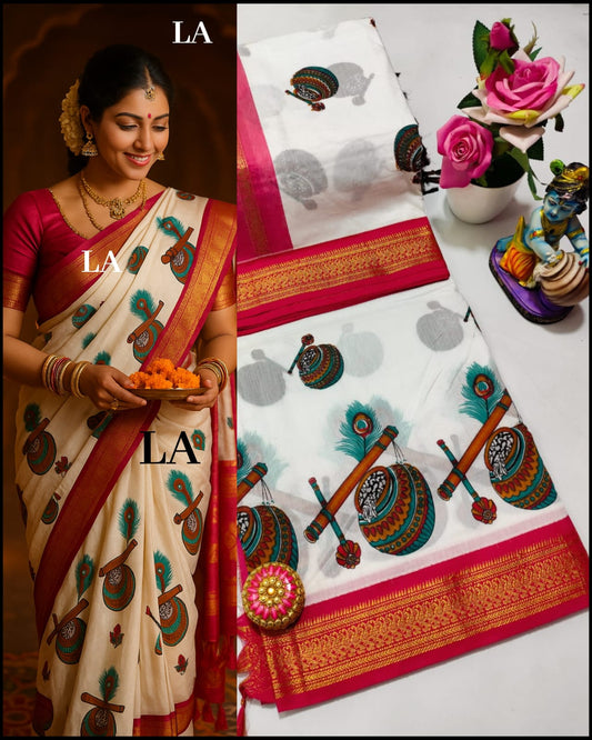 Printed kalyani cotton saree normal wash