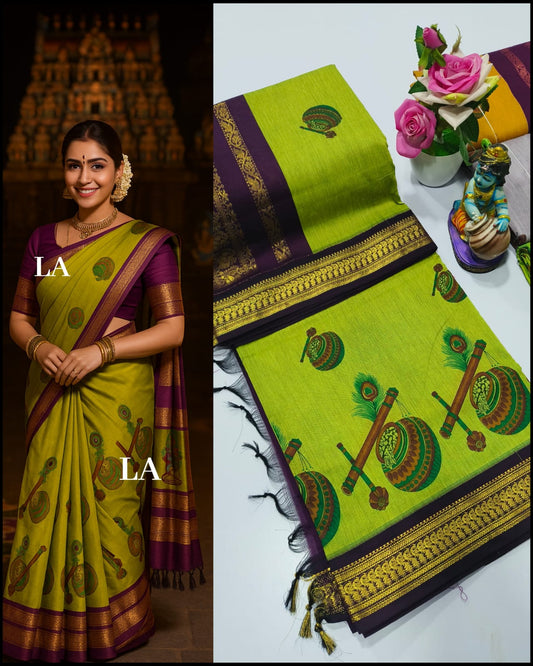Printed kalyani cotton saree normal wash