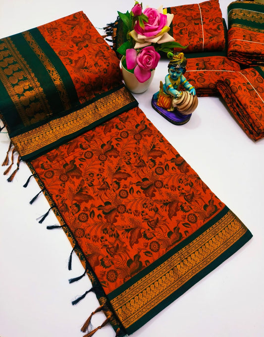 Printed kalyani cotton saree normal wash
