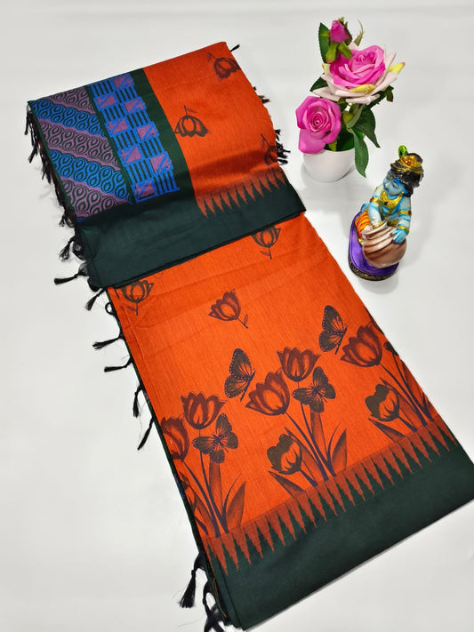 Printed kalyani cotton saree normal wash