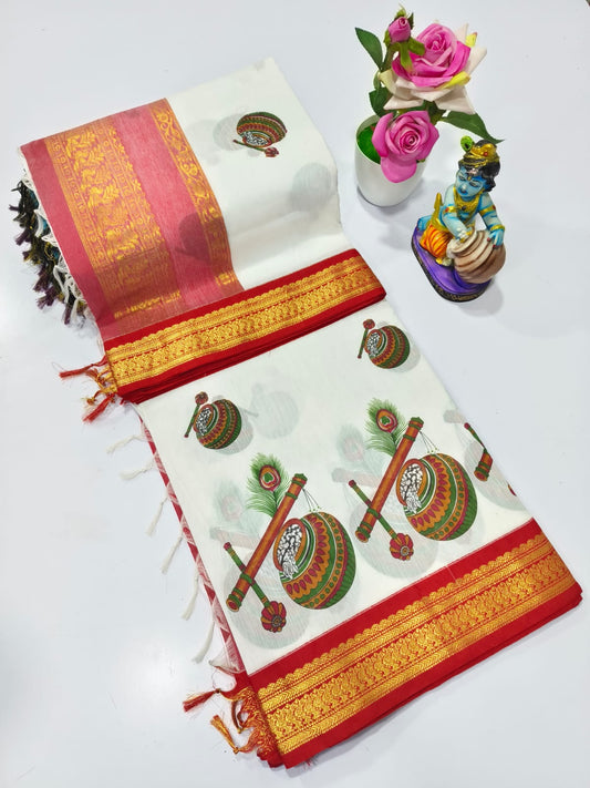 Printed kalyani cotton saree normal wash