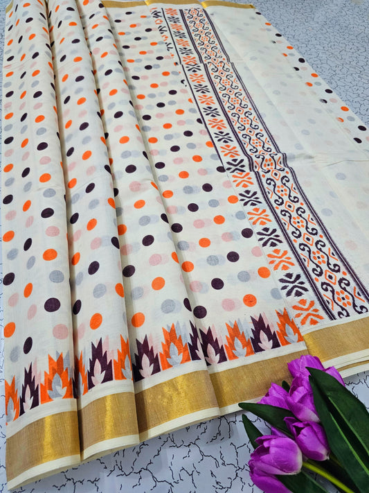 PRINTED WORK Kerala COTTON SAREES