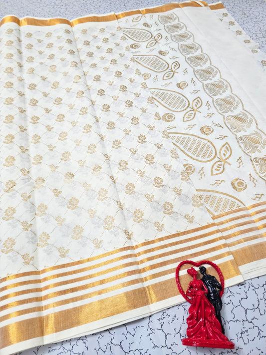 PRINTED WORK Kerala COTTON SAREES