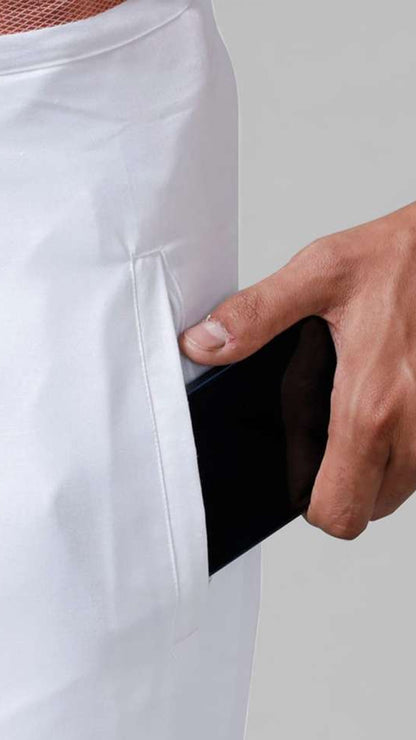 Royal Vastram Shirt and Dhoti White With Silver