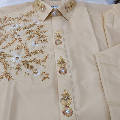 Luxury Floral Aari Work Designer Shirt – Hand Embroidered Aari Work Wedding Wear RIW06