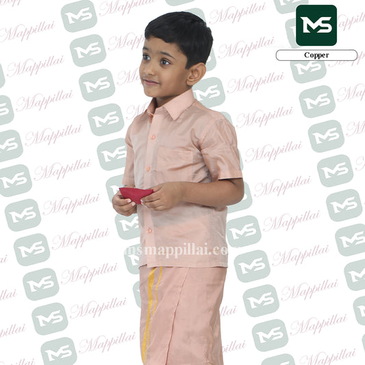 Kutti Mappillai for kids Shirt and Dhoti Copper