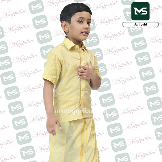 Kutti Mappillai for kids Shirt and Dhoti Jari Gold