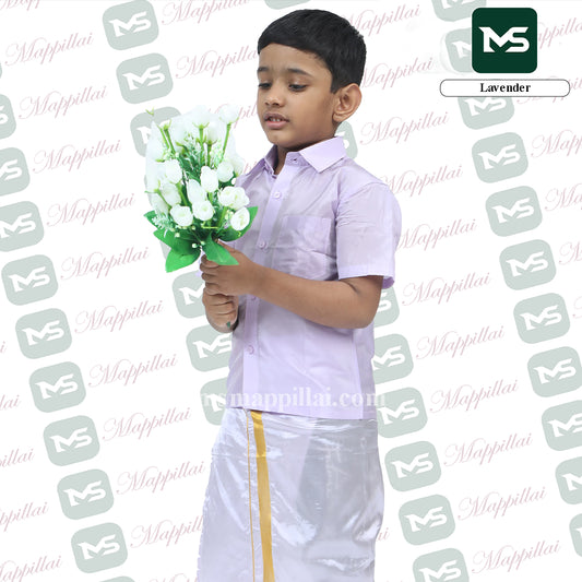 Kutti Mappillai for kids Shirt and Dhoti Lavender