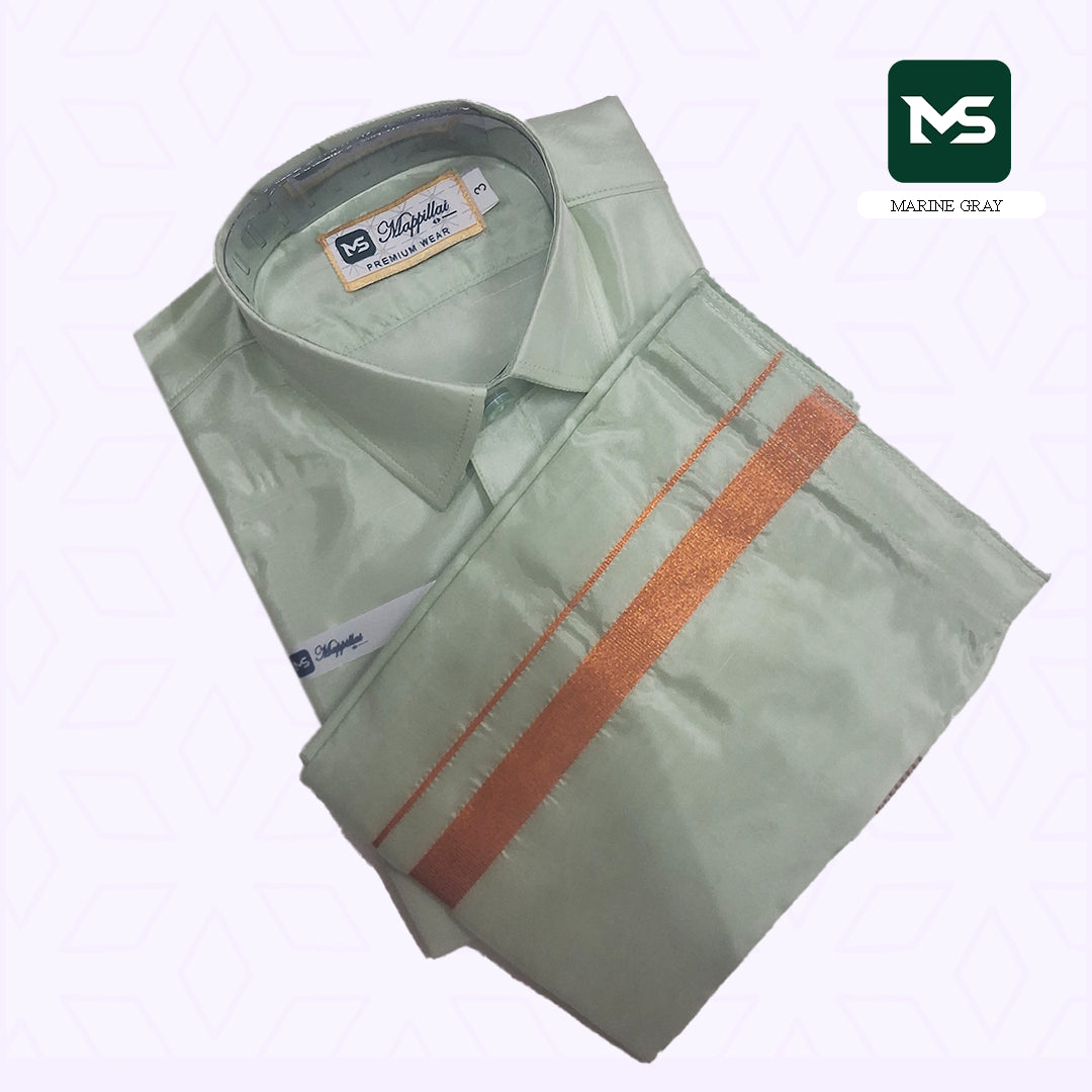 Kutti Mappillai for kids Shirt and Dhoti Marine gray