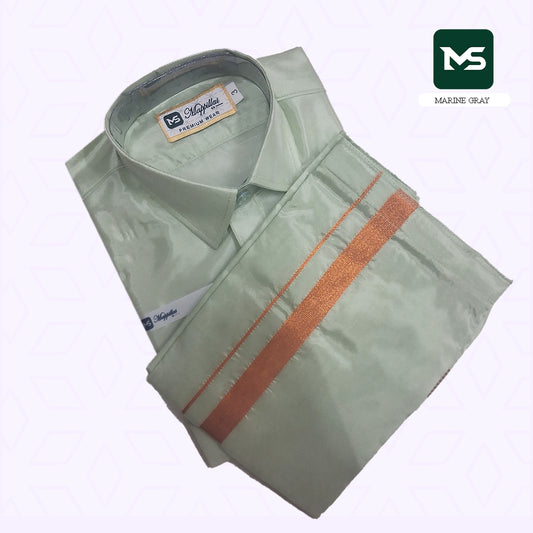 Kutti Mappillai for kids Shirt and Dhoti Marine gray