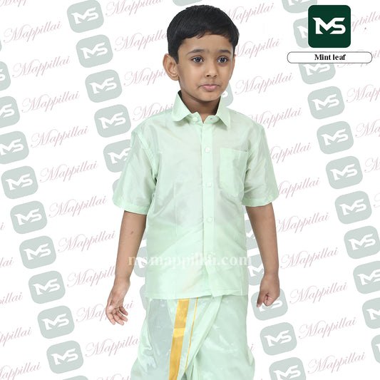 Kutti Mappillai for kids Shirt and Dhoti Mint leaf