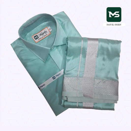 Kutti Mappillai for kids Shirt and Dhoti Pastel green